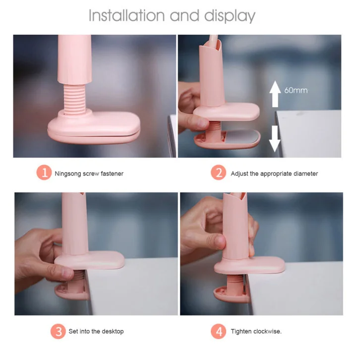 Portable Clip-on Stroller Fan LED Lamp USB Rechargeable Bendable Office Mini Fan TN88