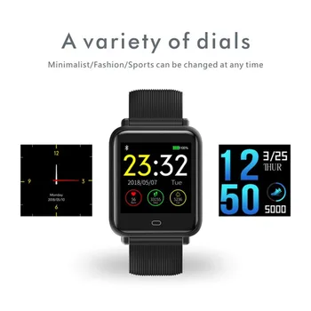 

Smart Watch Sport Fitness Activity Heart Rate Tracker Blood Pressure Wrist Strap IP67 Waterproof Strap Pedometer Q9 Color Screen