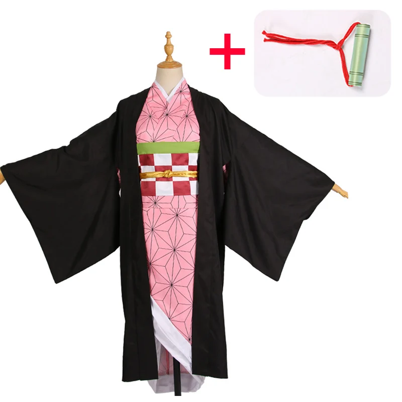 Kamado Nezuko Аниме Demon Slayer Kamado Nezuko костюмы для косплея Kimetsu no Yaiba женские розовые Кимоно костюмы на Хэллоуин для женщин взрослых - Цвет: Kamado Nezuko
