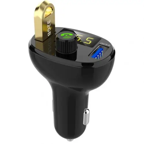 Автомобильный комплект громкой связи, Беспроводной автомобильный Bluetooth MP3 плеер, fm-передатчик, ЖК-дисплей, быстрое USB зарядное устройство, автомобильные аксессуары, громкой связи - Название цвета: Черный