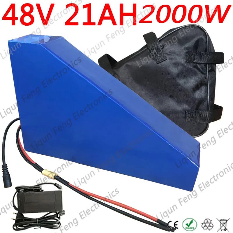 Excellent US EU AU No Tax 48V 21AH 1200W Electric Bike battery 48V 20AH Ebike Triangle Battery with free Bag 30A BMS and 54.6V 2A charger 0