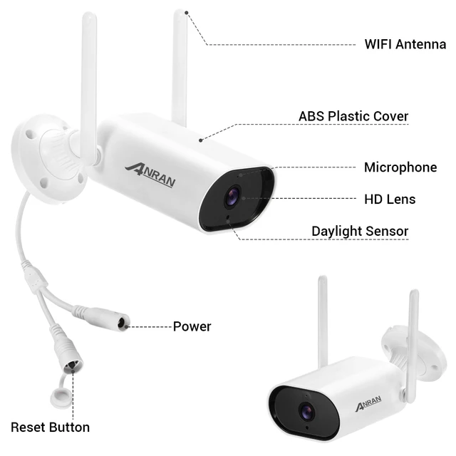 ANRAN 3MP Mini CCTV Wireless System Audio Record Outdoor Waterproof P2P Wifi Security Camera Set Video Surveillance Kit APP 5