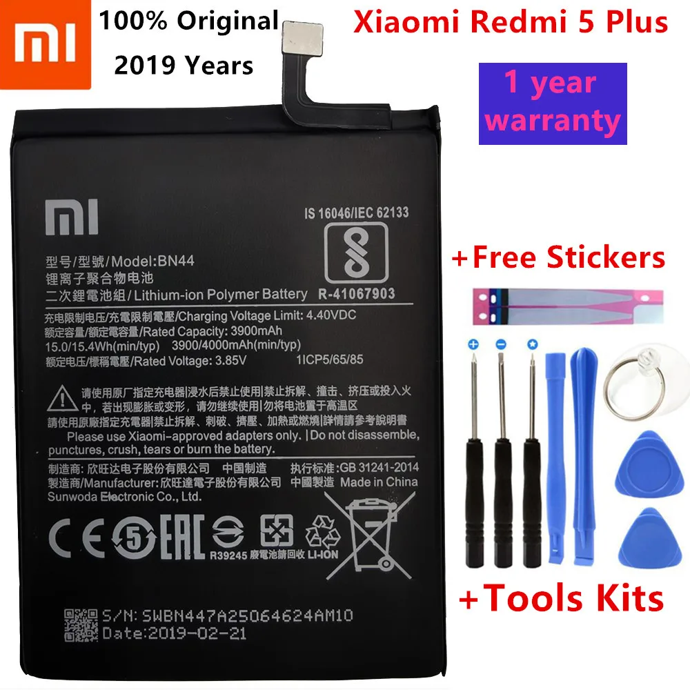 BN44 Redmi 5 Plus Сменный аккумулятор Xiao mi для Xiao mi Red mi 3 3S 3X 4X 4A 5A 3 pro 5 Plus Note 3 4 4X5 5A 6 7 Pro mi 5 mi 5X батареи - Цвет: BN44 Redmi 5 Plus