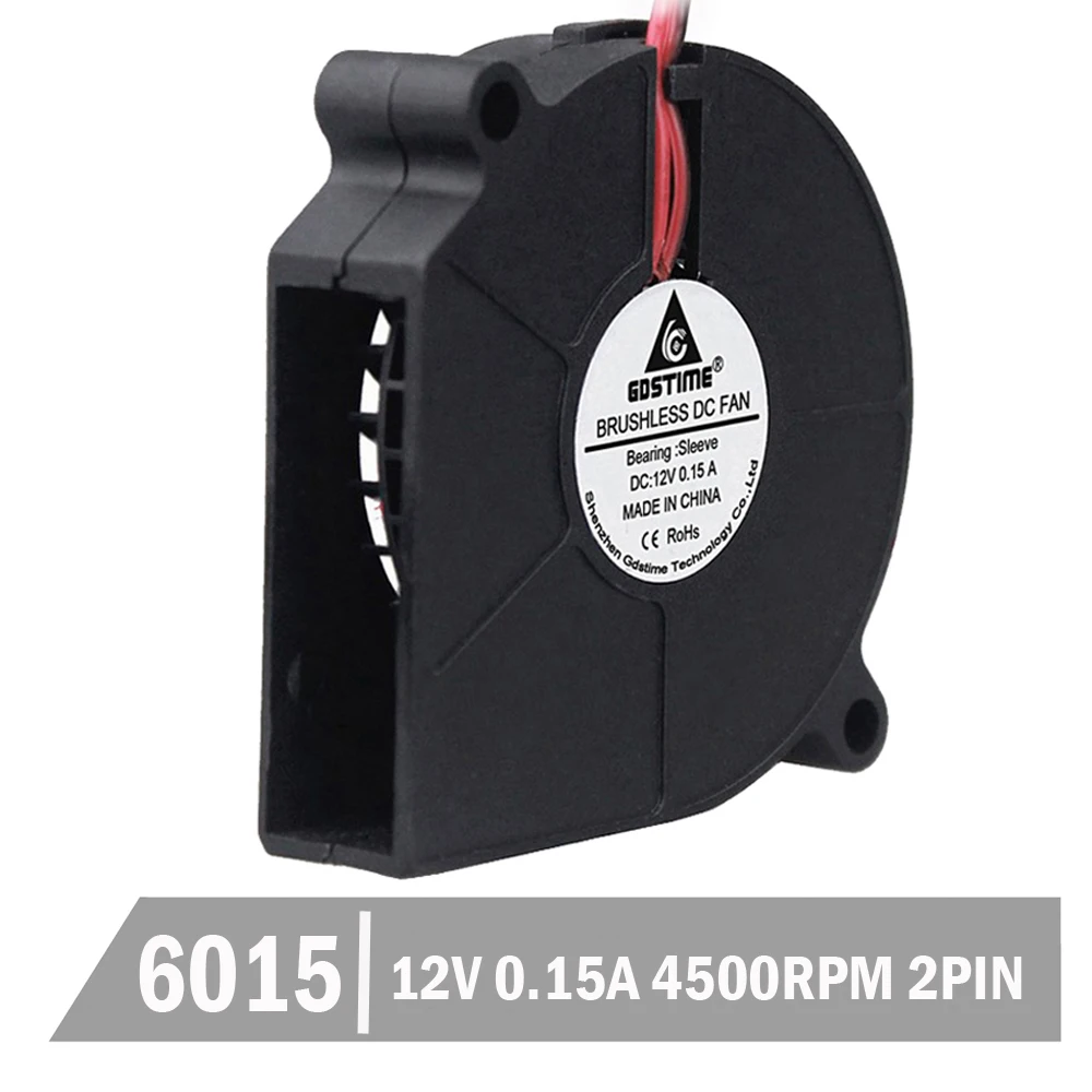 

1PCS Gdstime DC Brushless Cooling Centrifugation 60mm Blower Fan 12V 2Pin 60x15mm 6015 Sleeve Bearing Heatsink Radiator