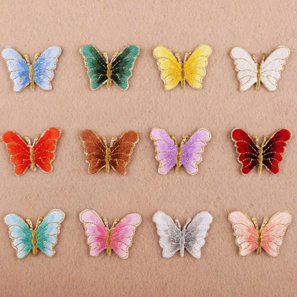 Модные розы/Цветы бабочки вышивка железа на заплатках ПРИШИТАЯ аппликация