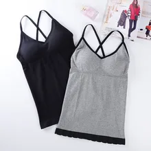 Сексуальное Спортивное женское нижнее белье, однотонный кружевной топ с двойным v-образным вырезом, тонкий жилет на бретельках, топы