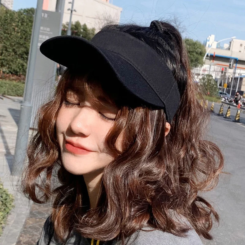 

New Black empty top hat female summer tide Korean version of the wild cap sunscreen visor baseball ins tide Harajuku Hip hop cap
