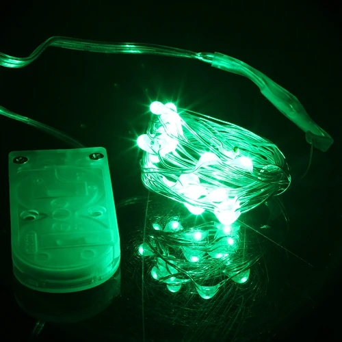 Микро светодиодный Сказочный свет CR2032 Кнопка батарея работает 2 м 20 светодиодный S медный светодиодный свет шнура для дома Рождество Свадебные украшения - Испускаемый цвет: Green
