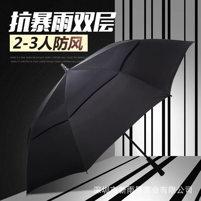 

Rain cape Men Extra-large Long Handle Umbrella Large Size Windproof Straight Handle Golf Umbrella Double Layer Wind-Resistant Ad