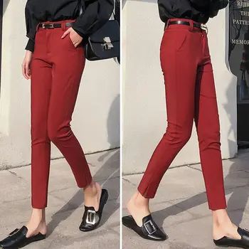 

Trousers Women 2020 New Ankle-length Capris Female Leggings Pantalon Femme Workwear Slim High Waist Casual Woman Harem Pants