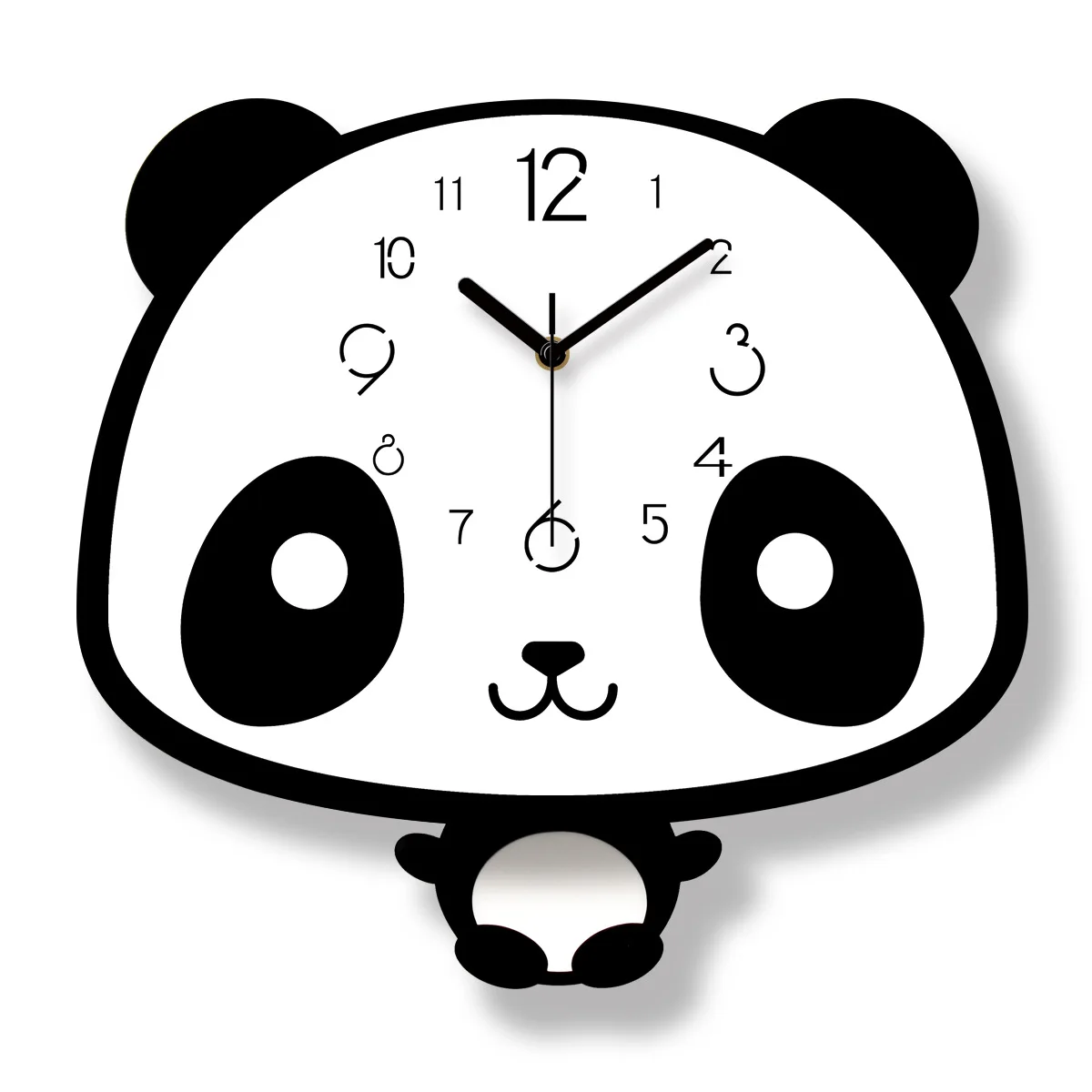Cute Cartoon Wall Clock Modern Design Decorative Bedroom Panda Animal 3D Stickers Pendulum Clock Wall Watch Home Decor Silent