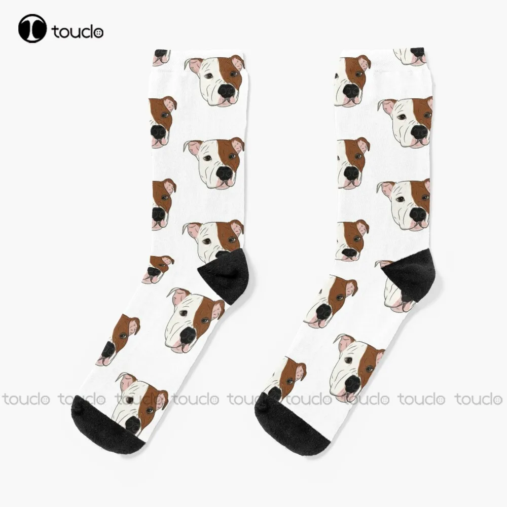 

Stella The Pit Bull Socks Black Soccer Socks Personalized Custom Unisex Adult Teen Youth Socks 360° Digital Print Funny Sock