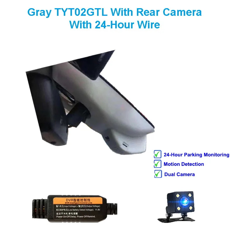 Gray Tow Cam Line Jabriel 1080P Автомобильный видеорегистратор автомобиля Камера 24 часа видео рекордер двойной lensrear Камера для Toyota rav4 Camry Yaris Corolla Avensis t25 - Название цвета: Gray Tow Cam Line