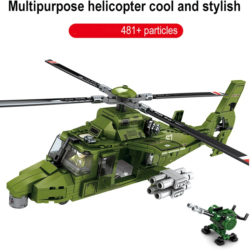 

New 481PCS Educational Helicopter Model Building Blocks Military Engineering Series Brick Toys For Children Best Birthday Gift