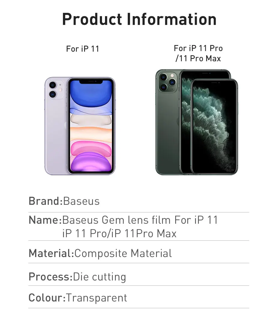 Защитная пленка для задней камеры Baseus 0,15 мм для iPhone 11 Pro Max, защитная пленка для объектива телефона для iPhone X XS Max Xsmax 11Pro glass