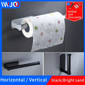 

toilet paper holders black Wall mounted screw free installation Bathroom paper roll stand dispenser kitchen tissue roll holder