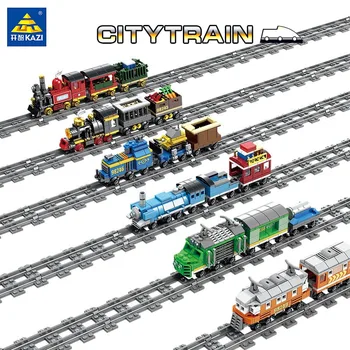 

KAZI Steam-Era Freight Train Building Block High-speed Rail Train Magnetic Track Classic Children's Locomotive Toys for Children