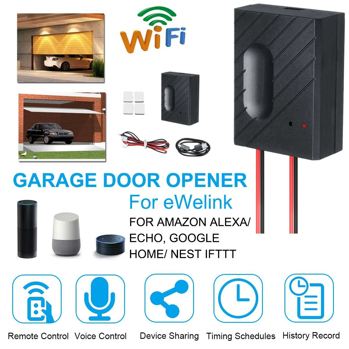 Wifi Garage Door Opener Smart Gate Door Controllor Compatible With Alexa For Google Home Smart Life Android For Ewelink App Door Remote Control Aliexpress