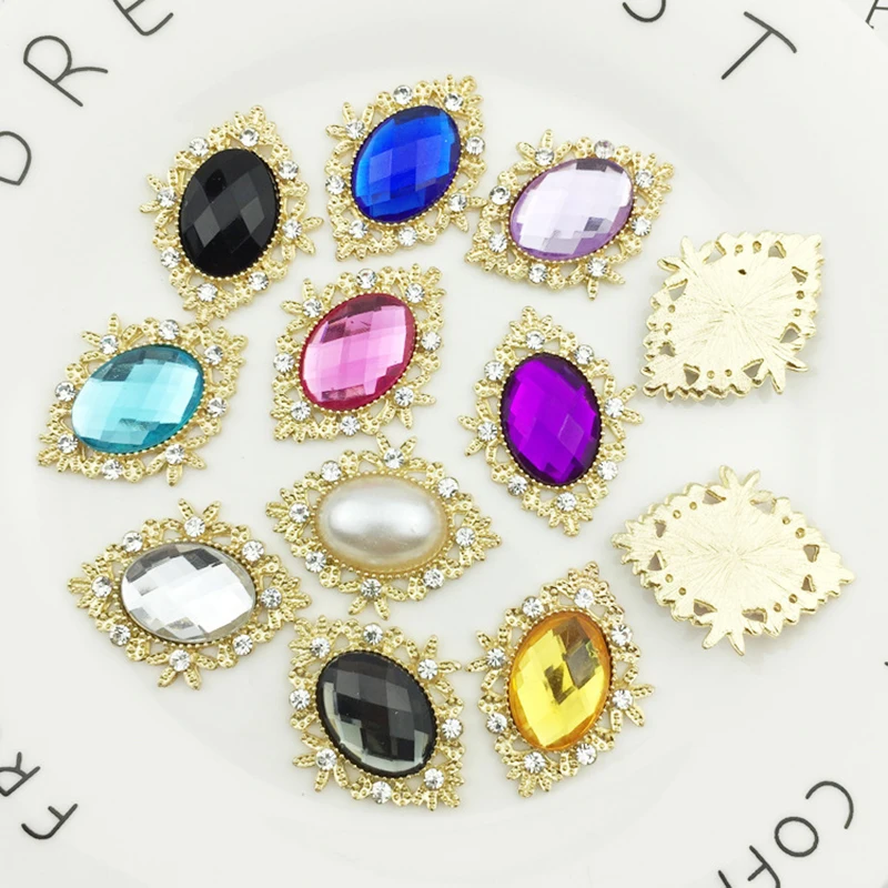 10 шт. красные фиолетовые овальные акриловые Стразы для одежды украшения