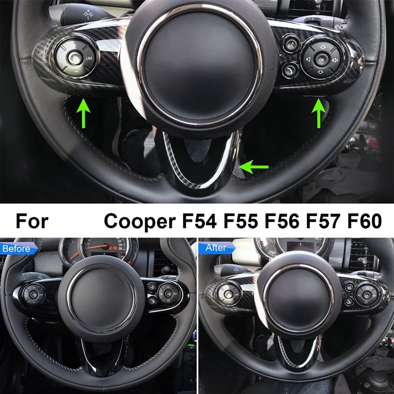 3 шт. Чехлы рулевого колеса автомобиля для MINI Cooper F54 F55 F56 F57 F60 углеродное волокно Стиль Авто салонные аксессуары наклейка крышка
