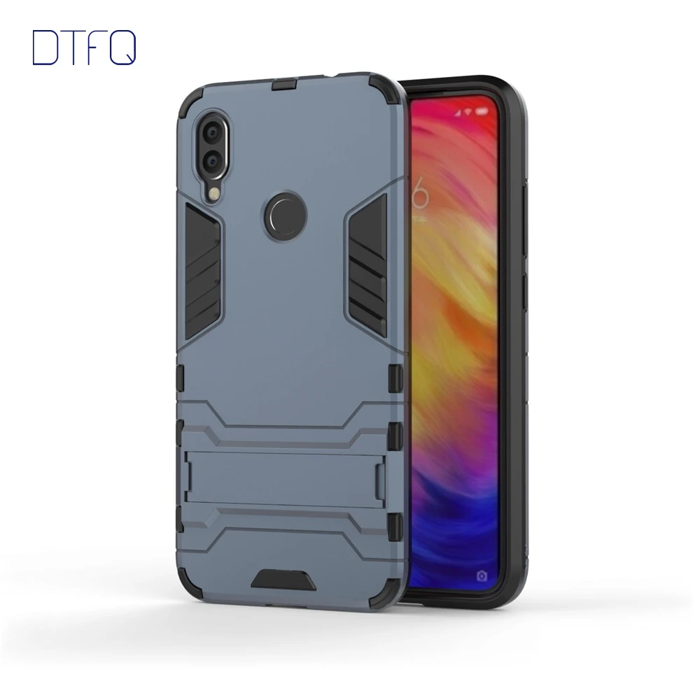 

DTFQ Shockproof Case for Xiaomi Redmi Note 7 6 Pro 5 8 Pro Kickstand Hard PC + TPU Soft Cover Rugged Case for Redmi Note 4 4X 3