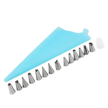 

Practical 16Pcs/set DIY 31cm Length Silicone Ice Piping Cream Pastry Bag Cake Decorating Squeeze Cream Cake Baking Tools