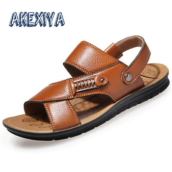 

Fashion Mens Gladiator Sandals Summer 2020 New Leather Mens Sandals Outdoor Comfortable Male Beach Slippers Slip-ON Boys Loafers