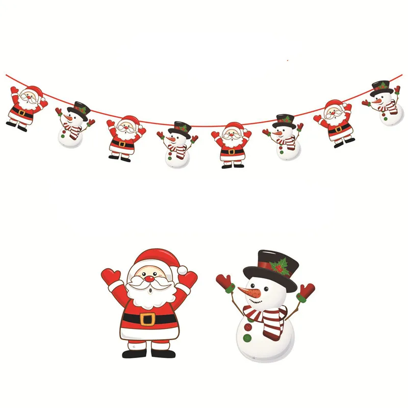 18*20 см новогодний Санта-Клаус, стеклянный оконный поезд, рождественские украшения для дома, декоративные настенные наклейки Navidad Natal - Цвет: Cartoon flag