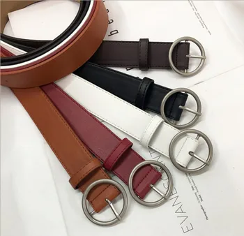 

2020 female round buckle ladies belt fashion simple wild Korean student jeans decorative belt