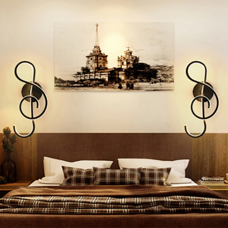 Led Wall Lamp Wall Lamp Bedroom Beside Wall Light Music Clef Shape Home Indoor Living Room Decoration Lighting