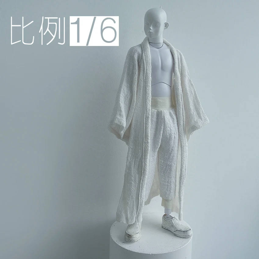 

Коллекция 1/6 года, белая куртка-штаны для мужчин, хлопковая льняная модель из трех частей с драпировкой для экшн-фигурки 12 дюймов, кукла