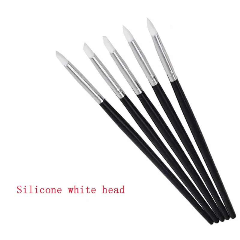 White 5pcs Dental Resin Brush Pens Silicone Brush Pens dental products For Adhesive Composite Resin Cement Porcelain Teeth Tooth Tool - Цвет: White