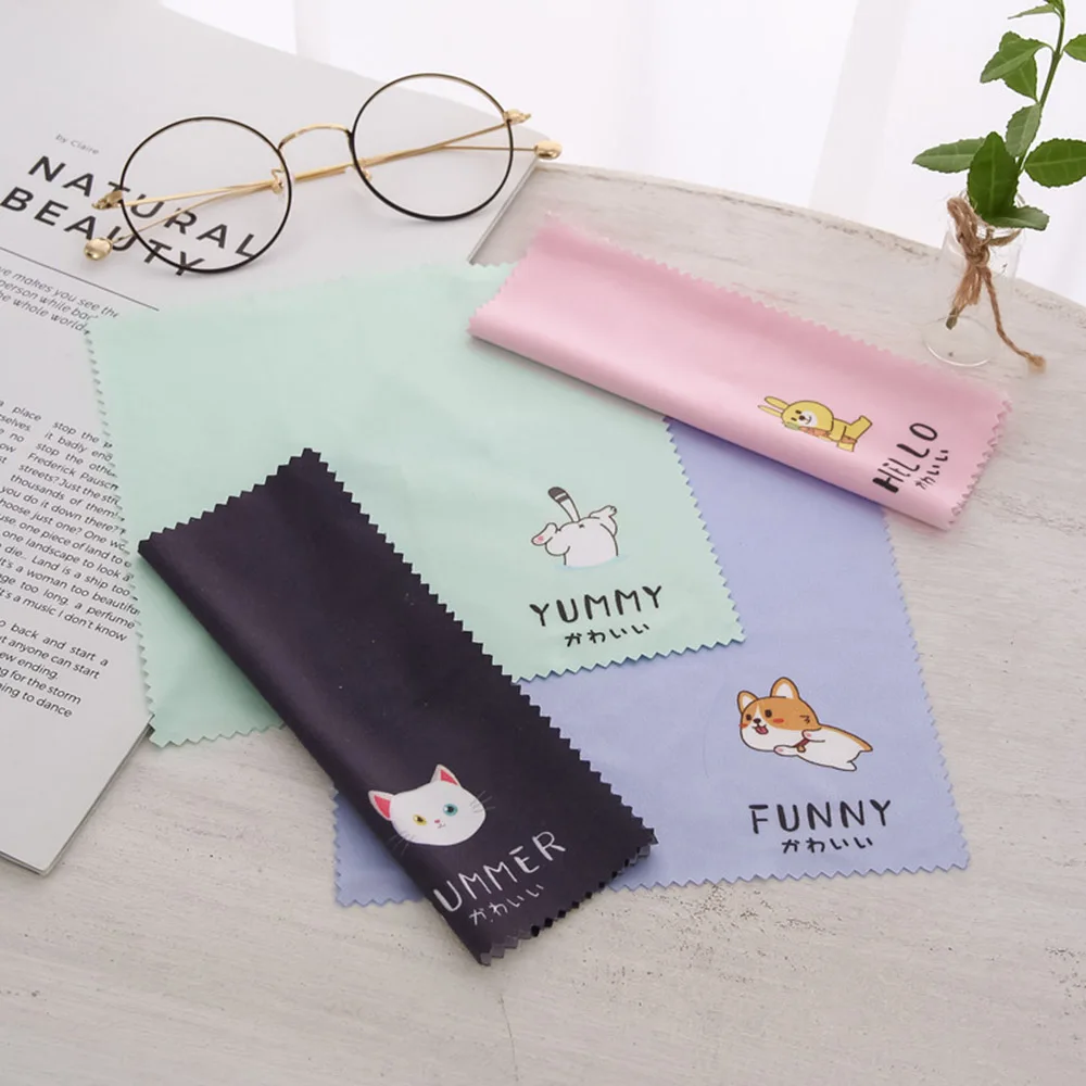 Eyeglass Cleaning Cloth 4Pcs/Set Animal Pattern For Sunglasses Microfiber Camera Computer Cleaning