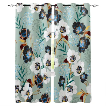 

Floral Pattern Dandelion Plant Window Curtains Living Room Kitchen Curtains for Bedroom Left and Right Biparting Open Curtains