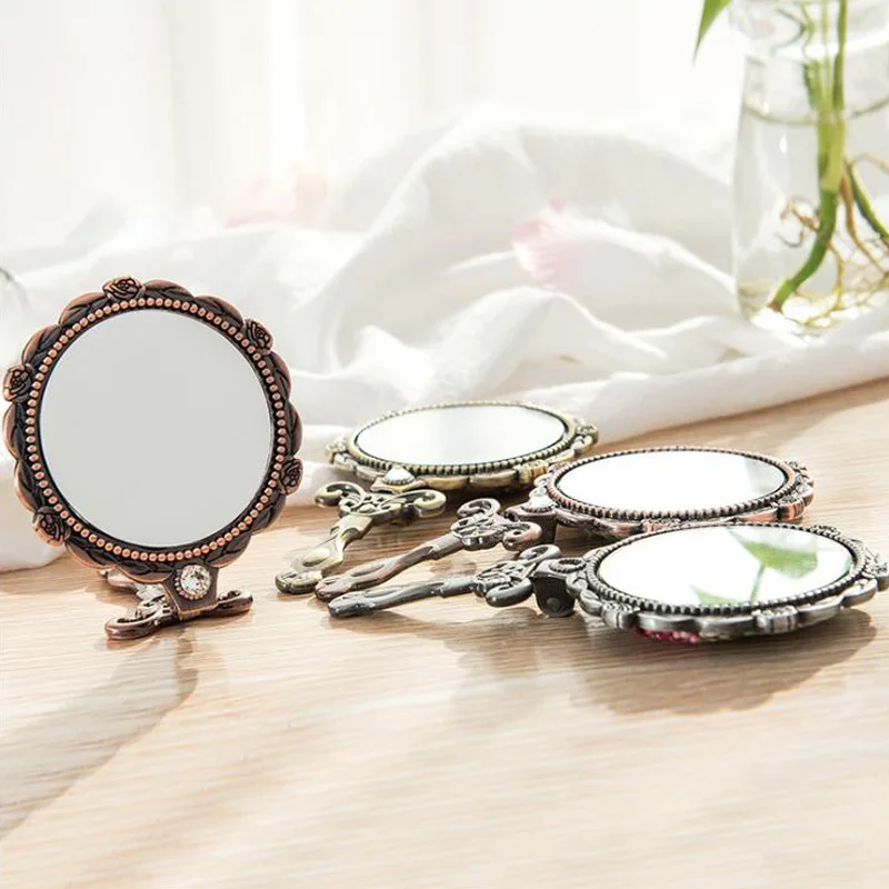 DIY Embroidery Mirror Kits Flower Cross Stitch Needlework Folding Makeup Mirror Hand Sewing Art Craft Gift Home Decor