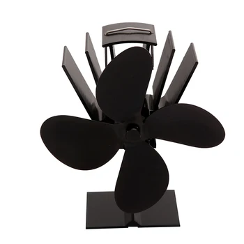 

4 Blade Heater Eco Fan Stove Fireplace Fire Heat Powered Circulating Fuel Saving