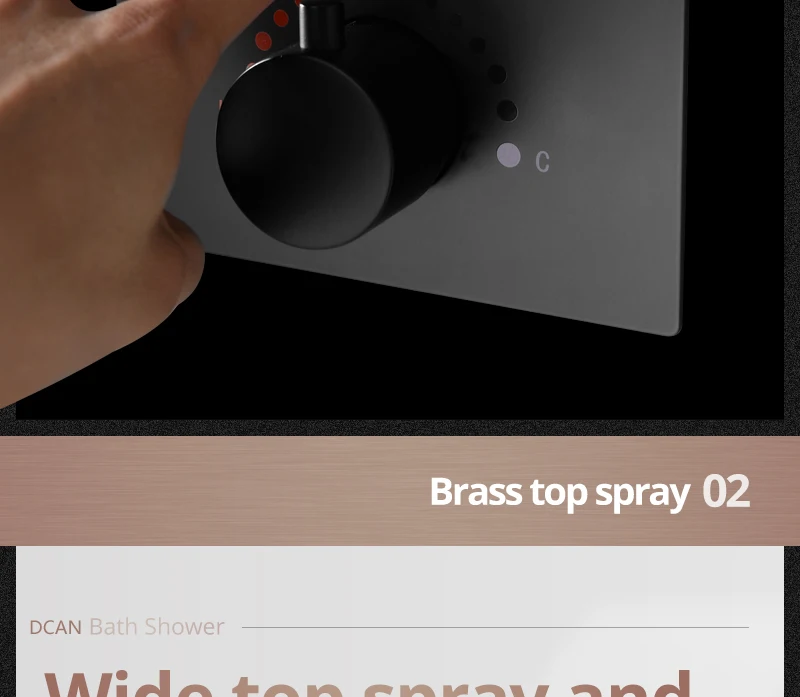 Black Button Shower Set Thermostatic Shower Set In-Wall Brass Touch 6 x 10 inch Faucet Shower System (14)