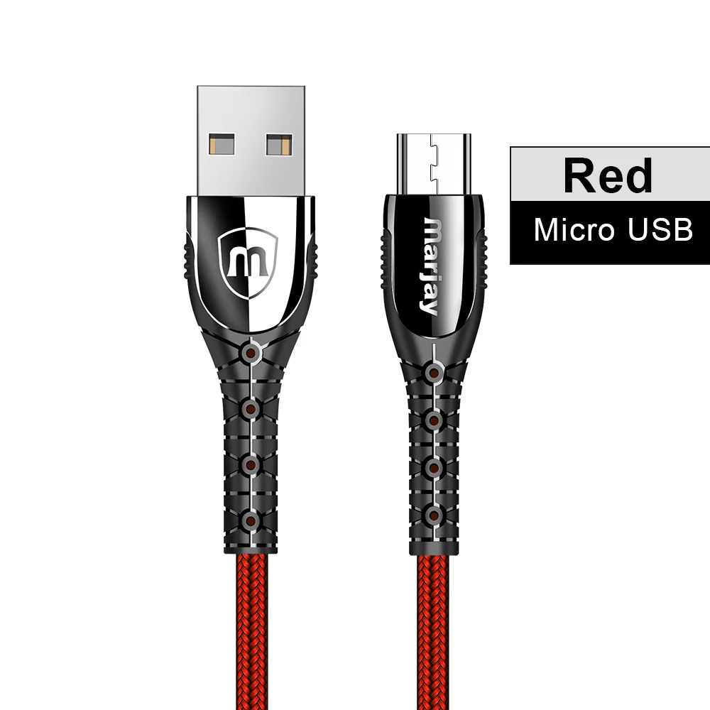 Marjay Micro USB кабель 2.4A быстрое зарядное устройство данных цинковый сплав кабель для samsung Xiaomi LG планшет мобильный телефон кабель Usb Micro Usb - Цвет: Red