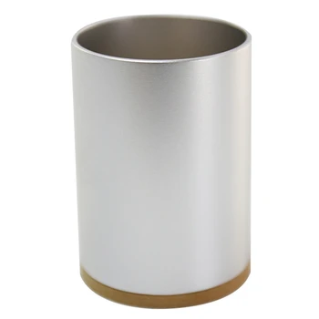 

Aluminum Pen Holder Round Pen Holder Natural Bamboo Bottom Pen Holder Desktop Organizer