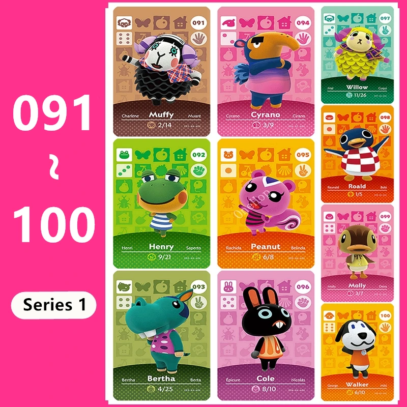 Chip de etiqueta de Animal croxxxing n. ° 091 ~ 100, NFC, Ntag215 Villager, serie 1 para NS Switch 3DS