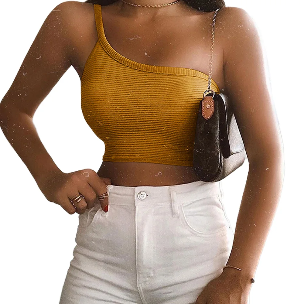 Женская модная Летняя асимметричная безрукавка на одно плечо пикантная