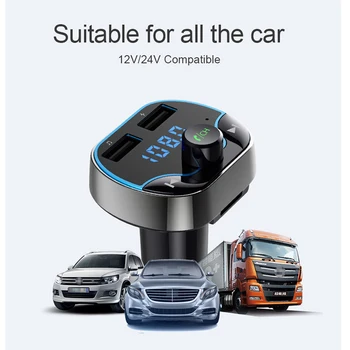 

Bluetooth 4.2 Car FM Transmitter Radio Adapter USB Charger MP3 Player