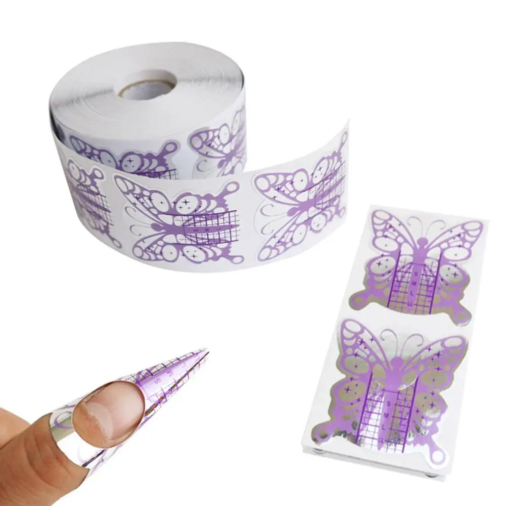 

Yiwa 100/500 Pcs Butterfly Nail Form Sticker Nail Extensions Paper Holder Tips DIY Manicure Tools
