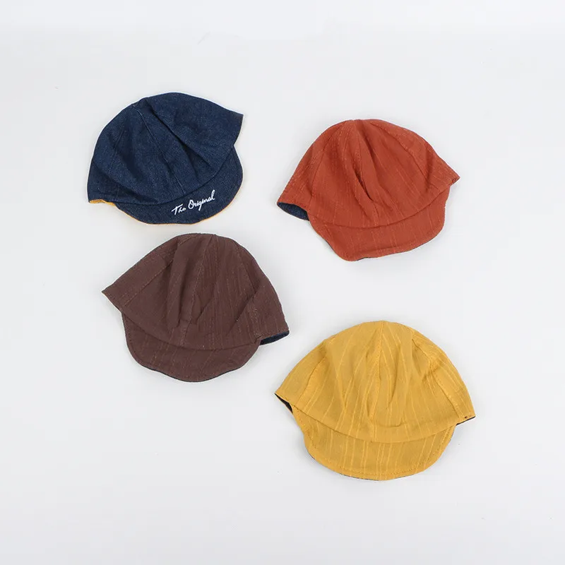 Новая Осенняя детская Кепка в Корейском стиле, двухсторонние джинсовые зимние шапки для малышей, детская бейсбольная кепка s