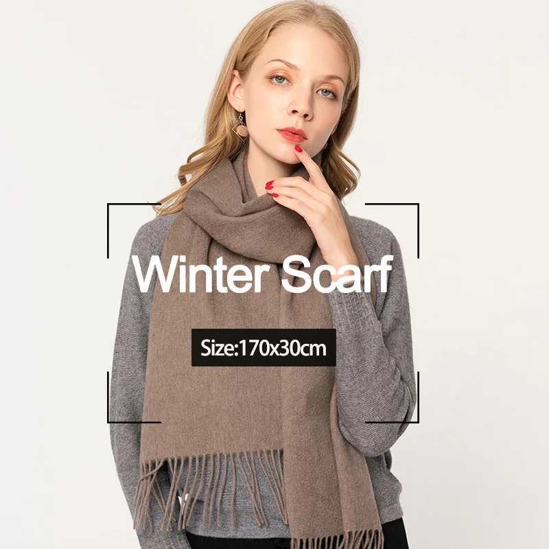 

Winter Wool Scarf Women 2020 Luxury Shawls and Wraps for Ladies Pashmina Tassel Warm Cashmere Scarf Foulard Femme 170x30cm