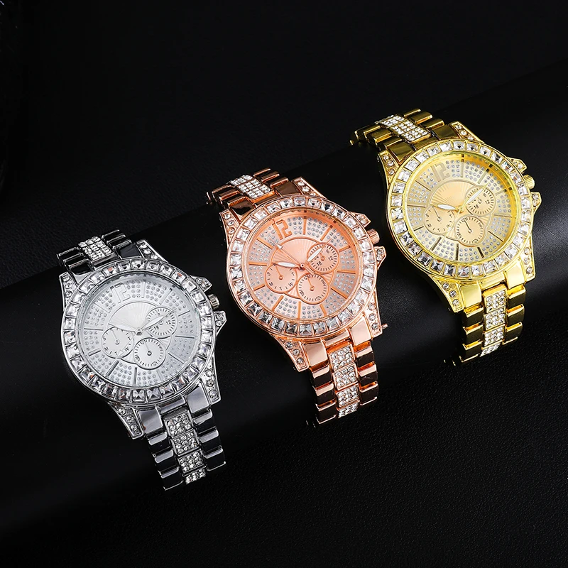 D& Z подарок на день рождения для мужчин и женщин Bling Iced Out проложили CZ кварцевые часы модные часы-календарь наручные часы