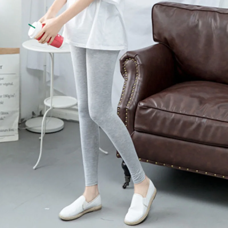 New Autumn Winter Fashion Black Grey Elastic Low Waist Knitted Jogger Pants Leggings Thin Modal Pants Women Slim Leggings