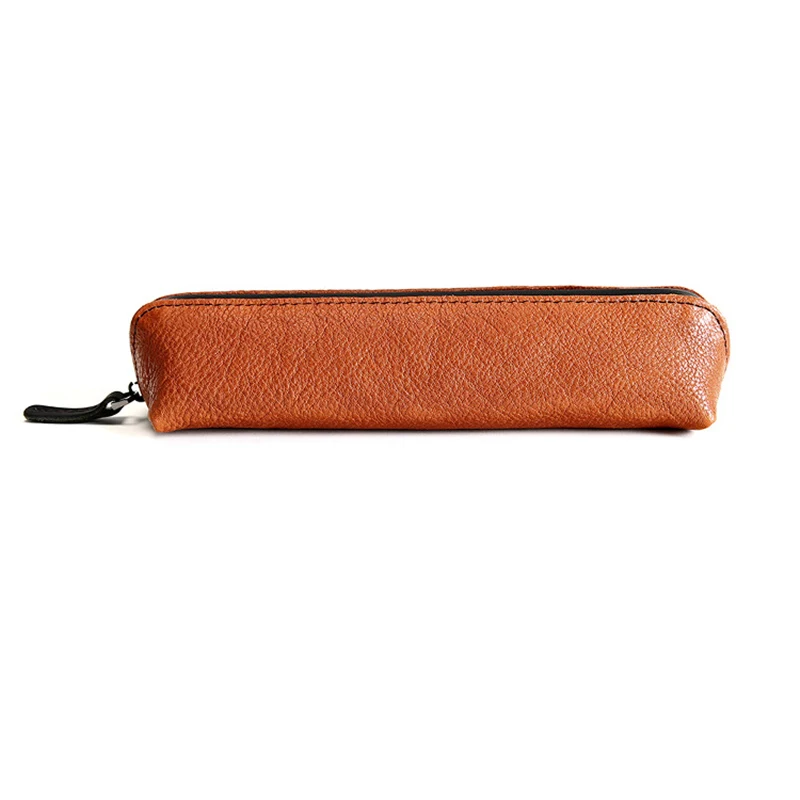 

ERAL Traveler's top layer leather Simple pen bag. Small portable stationery box sewed with vegetable tanning leather.School sta