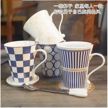 

Set of 2 Ceramic Coffee Mug with Lid and Spoon, Milk Cup Classic Mug Drinking Cups for Tea, Coffee, Cocoa,