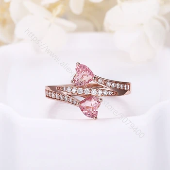 

Rose gold color plated Bridal Ring Heart Shaped Cubic Zirconia Sparkly Delicate Ring Love Engagement Ring for Wedding